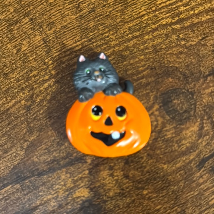 Halloween Cat And Pumpkin Brooch